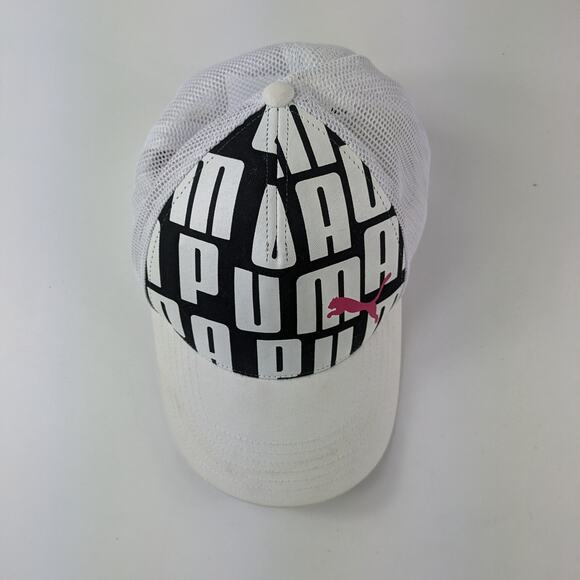 Puma Womens Hat One Size Snapback Mesh Trucker Black White Pink Baseball Cap - Picture 5 of 13